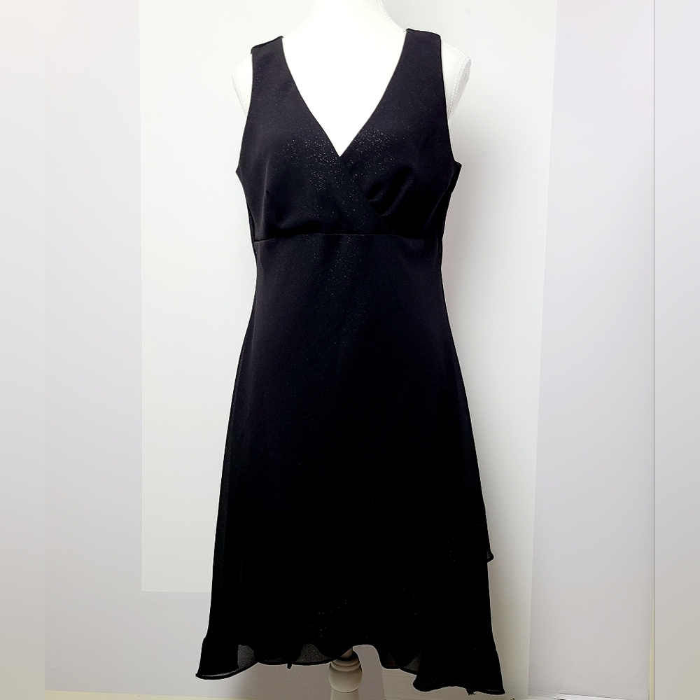 Alyn Paige Vintage Black Sleeveless V-Neck A-Line Midi Dress, sz 14 (PTP 17")